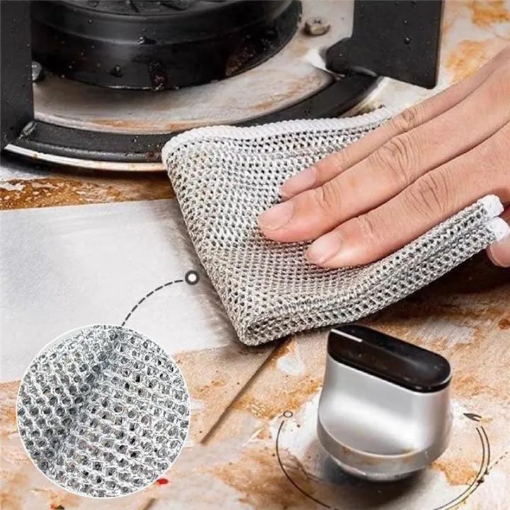 Steel wire cloth, double-sided mesh, strong, durable, easy-clean dishwashing cloth