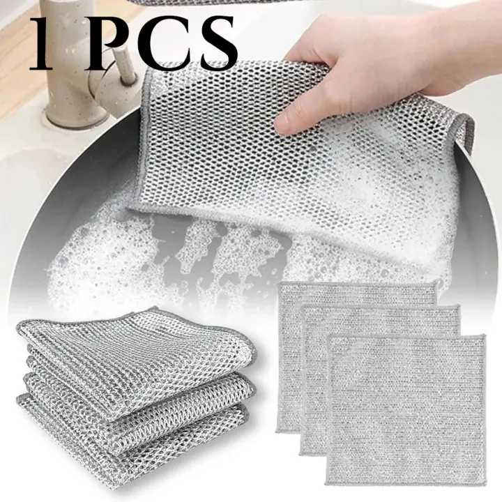 Steel wire cloth, double-sided mesh, strong, durable, easy-clean dishwashing cloth