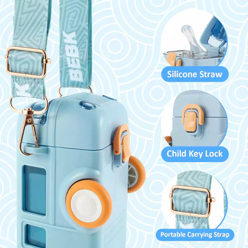 Bus Shape Water Bottle with Straw for Kids