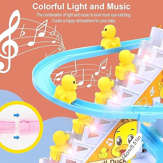 aby happy duck track set with light, music, climbing slide toy