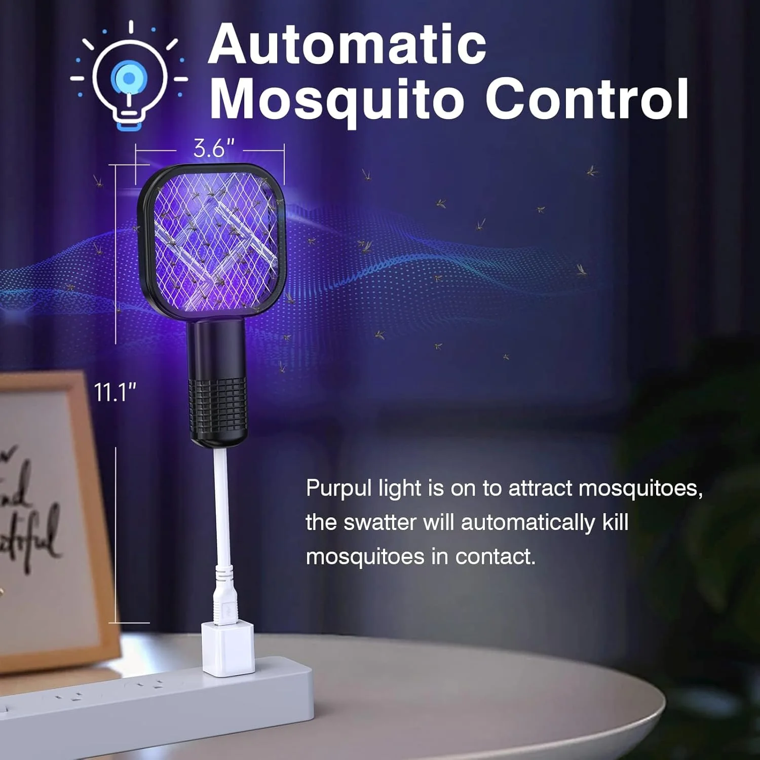 USB Electric Mosquito Killer Racket Lamp | Silent & Safe Insect Killer Light