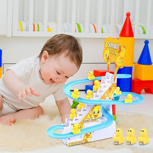 aby happy duck track set with light, music, climbing slide toy