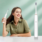 lectric USB rechargeable ultrasonic toothbrush with 4 heads, 6 modes, waterproof