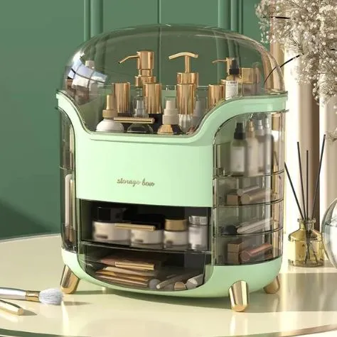 Luxury desktop cosmetic organizer, dustproof, waterproof makeup vanity storage box