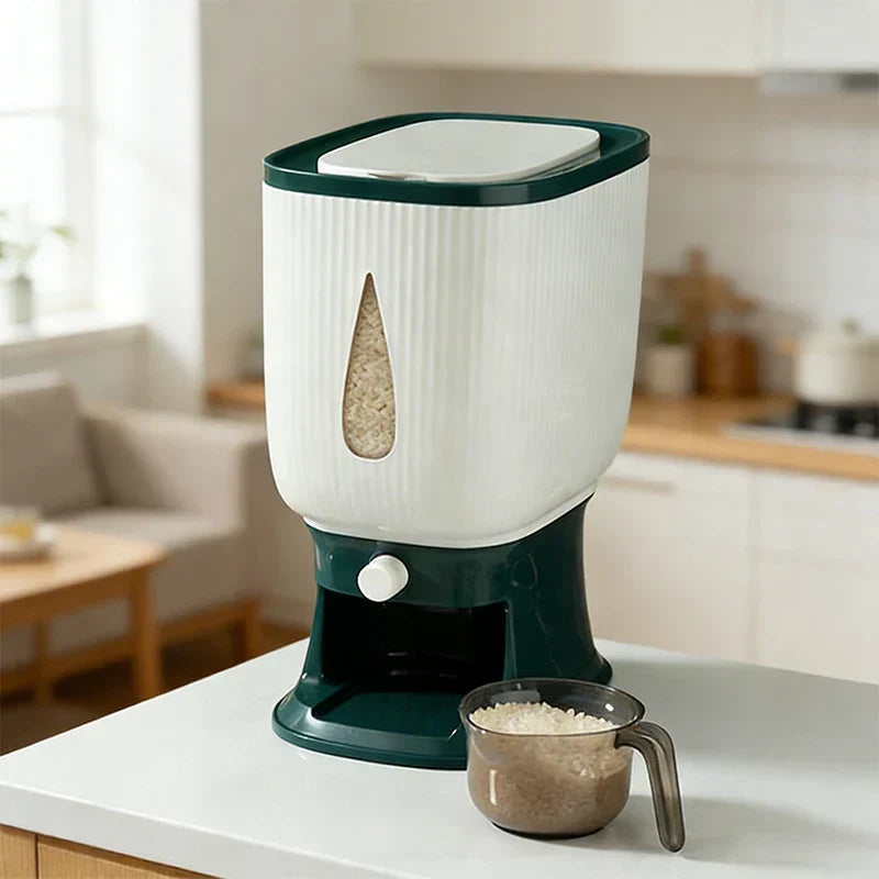 10kg Rice Dispenser and Cereal Storage Box with Automatic Measuring Function