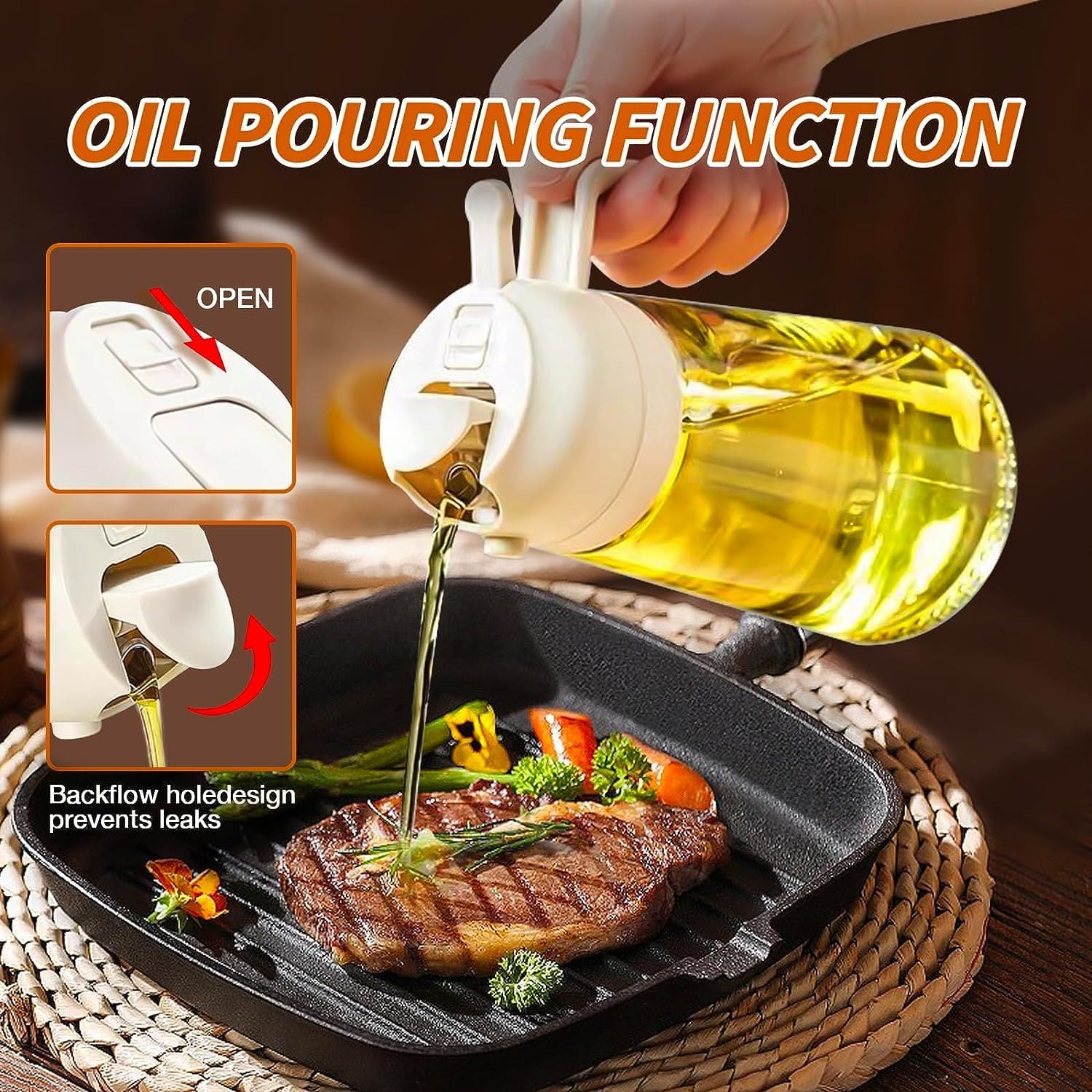 2 In 1 Glass Oil Spray Dispenser 470 ML